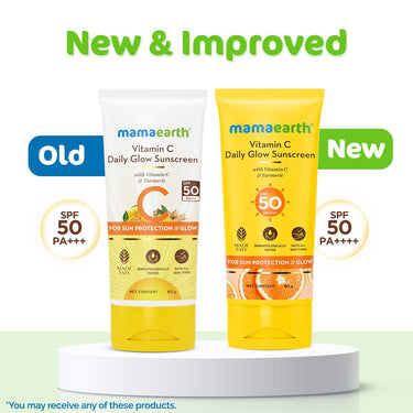Mamaearth Vitamin C Daily Glow Sunscreen with Vitamin C & Turmeric | For Sun Protection, Tan Protection & Glow | SPF 50 & PA++++ Protection | No White Cast | Lightweight & Non-Sticky | Brightens Skin | For All Skin Types | 80 g